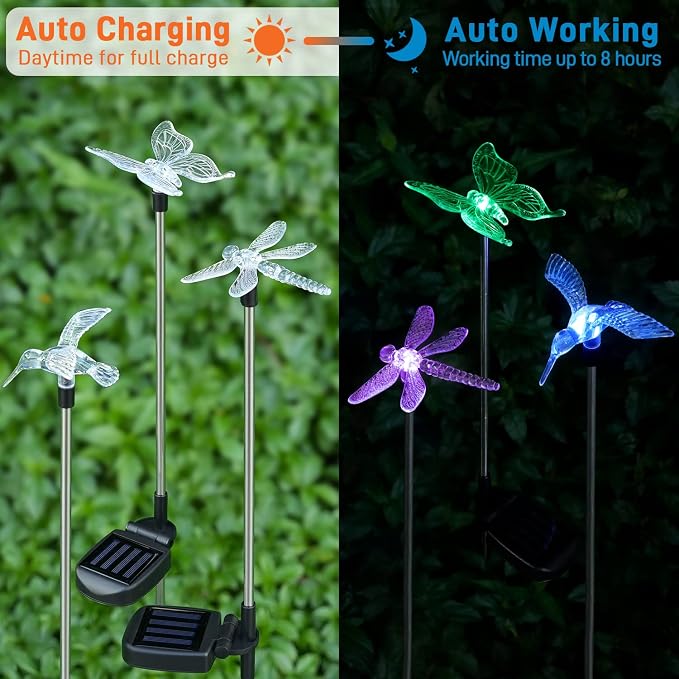 OxyLED Solar Garden Stake Lights 6 Pack Outdoor LED Figurine Lighting Color - Image 3