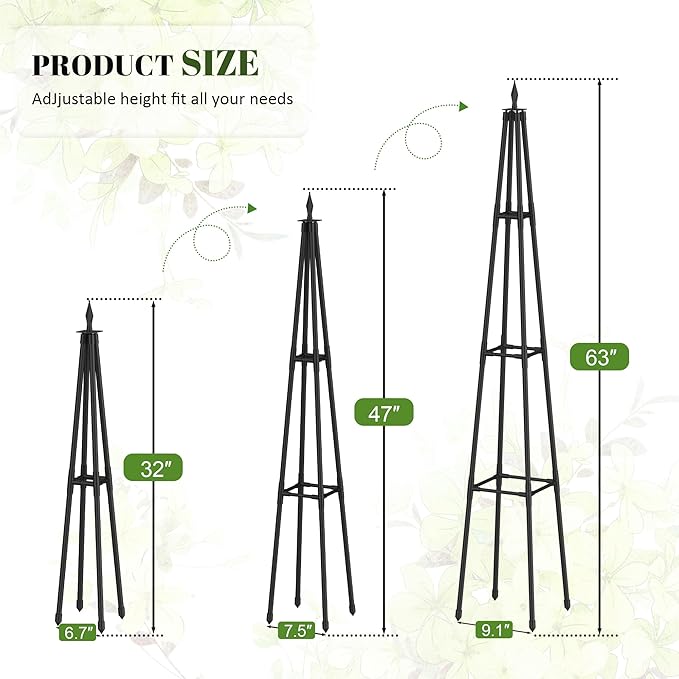 5.2 FT Obelisk Trellis for Climbing Plants, Garden Trellis - Image 4