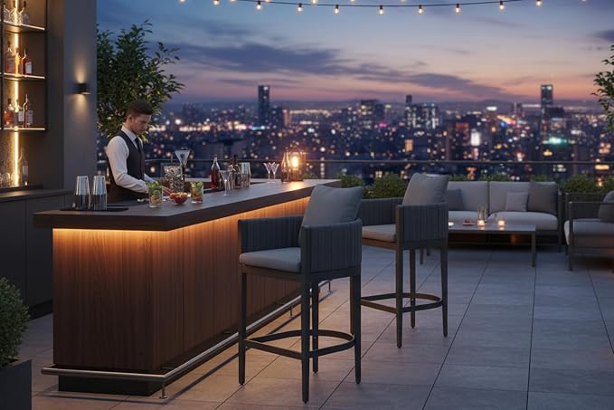 PURPLE LEAF Outdoor Bar Height Stools Set of 2 Aluminum Bar Chairs Modern - Image 2