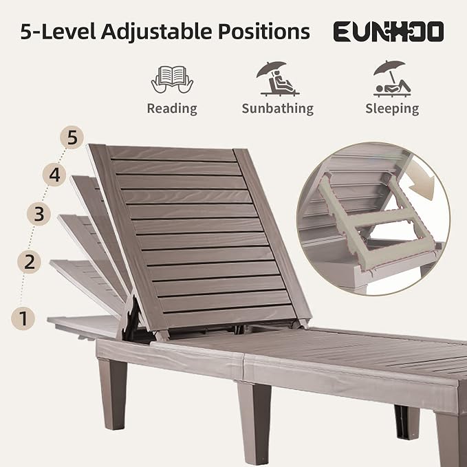 Outdoor Lounge Chaise, Adjustable Pool Lounge Chairs - Image 4