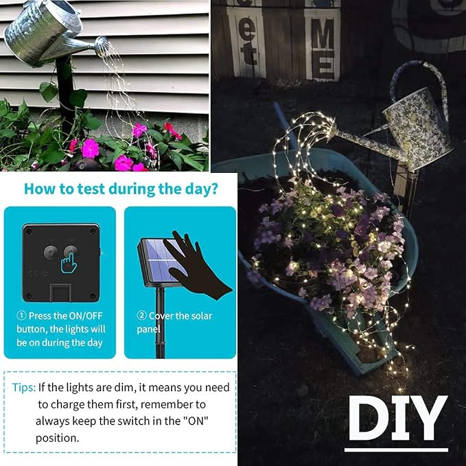 Solar Fairy Lights Outdoor White, Waterproof Solar Powered Waterfall Lights - Image 3