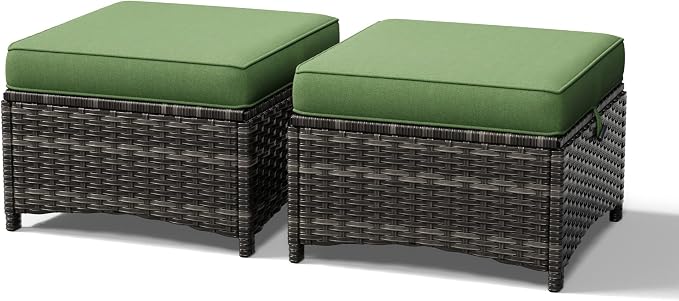 Joyside Outdoor Ottoman Set of 2, Patio Large Ottoman Foot Rest by Joyside