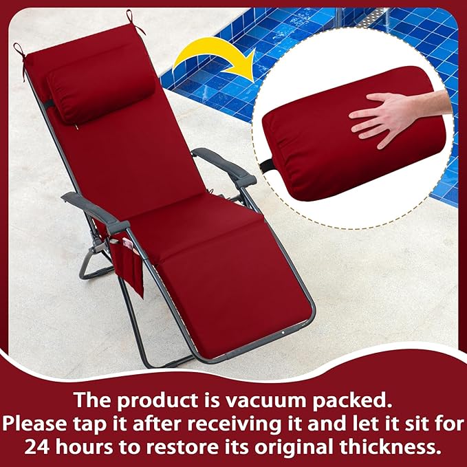 RattanView 2 Pcs Outdoor Chaise Lounge Cushion - Image 6
