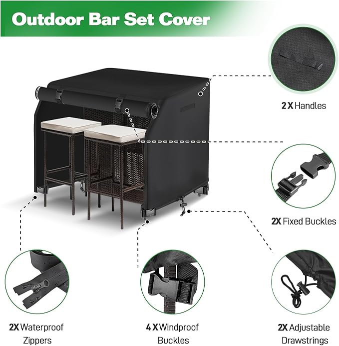 41 Inch Outdoor Patio Bar Set Cover - Image 6