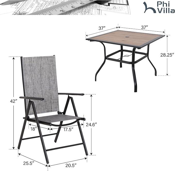 PHI VILLA 5-Piece Patio Dining Set - Image 8
