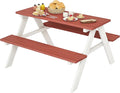 Outsunny Kids Picnic Table Set, Wooden Table & Bench Set, Kids Patio Furniture by Outsunny