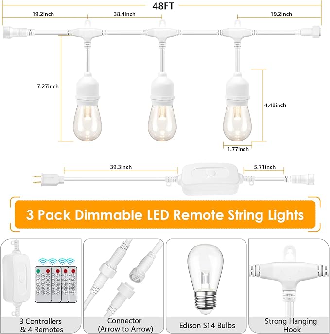 Mlambert 3 Color Outdoor LED Dimmable String Lights - Image 4