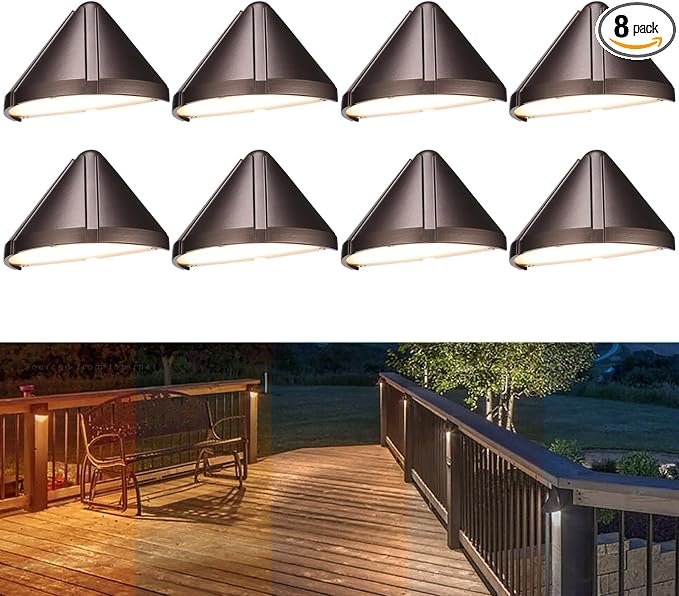 LEONLITE 8-Pack 5CCT Low Voltage LED Deck Light, 12-24V AC/DC Triangle Stair by LEONLITE