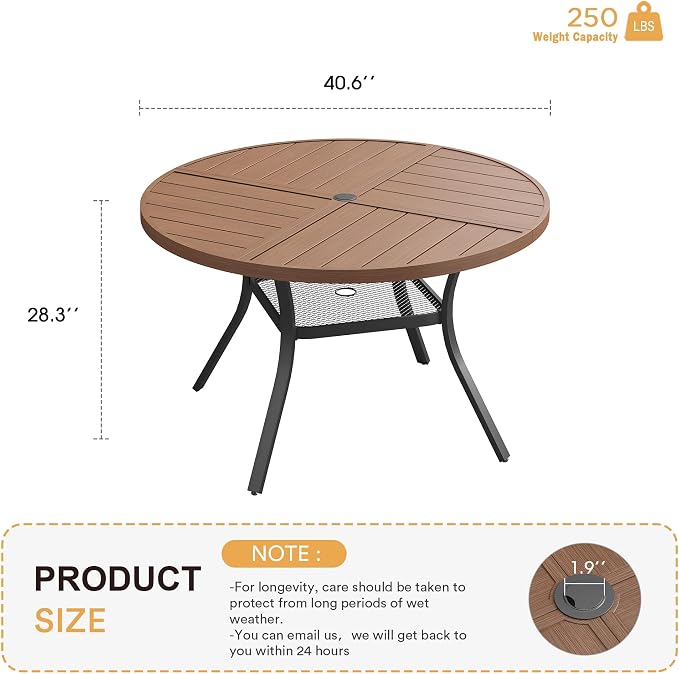 VICLLAX Round Patio Table with Adjustable Umbrella Hole - Image 3