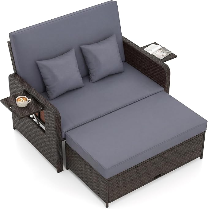 Tangkula Patio Rattan Daybed by TANGKULA