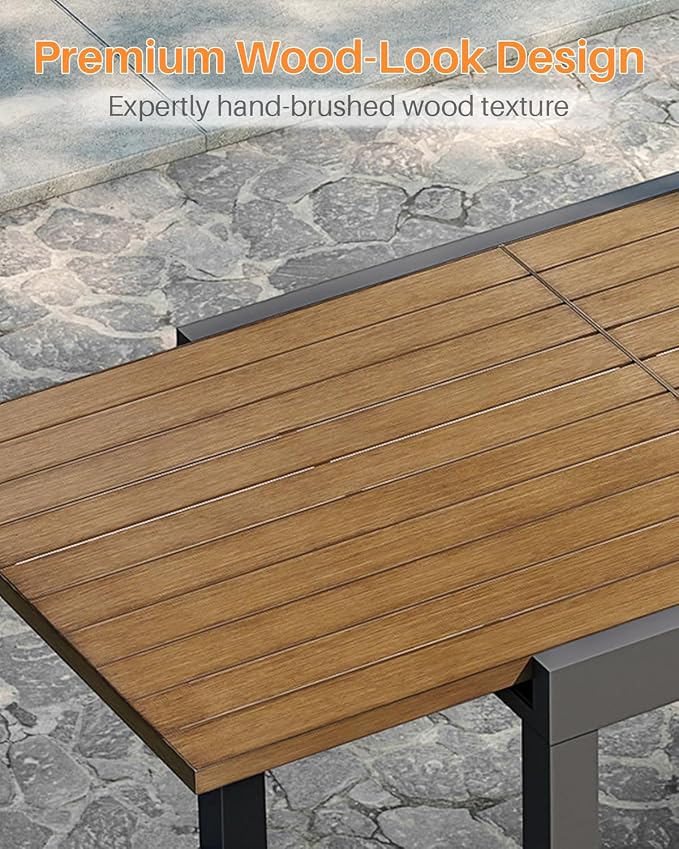 Expandable Patio Dining Table, Never-Rust Aluminum Extendable Outdoor Dining - Image 7
