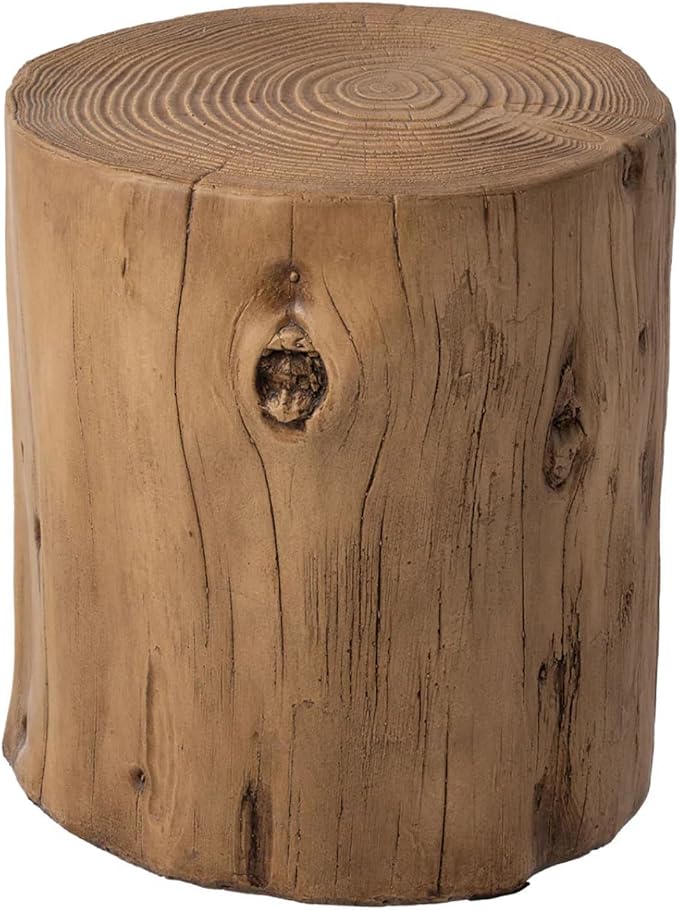 SUNBURY Outdoor Stump Side Table, Faux Wooden Concrete Side Table, Tree Stump by SUNBURY