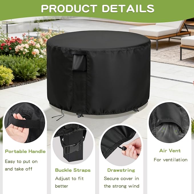 Patio Furniture Covers Round, 26 Inch Outdoor Dinner Table Cover Waterproof - Image 5