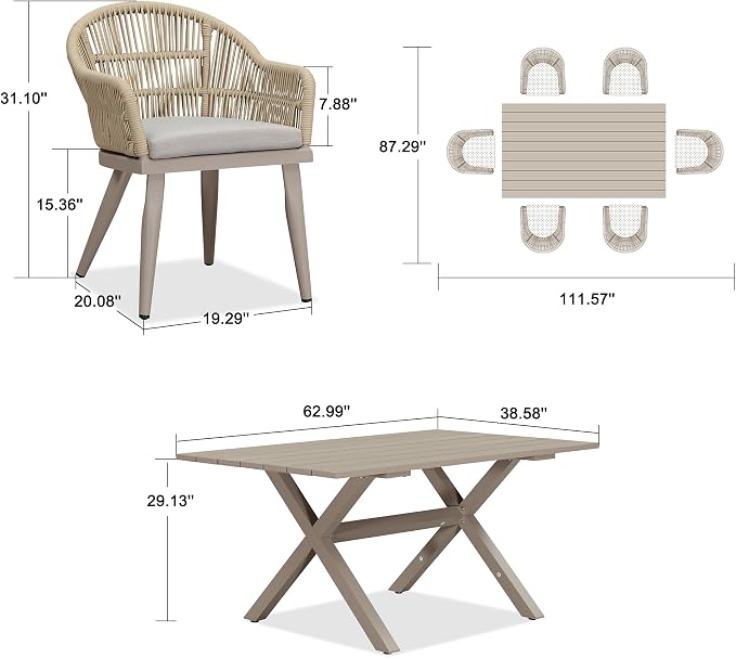 PURPLE LEAF 7 Pieces Patio Dining Set - Image 7