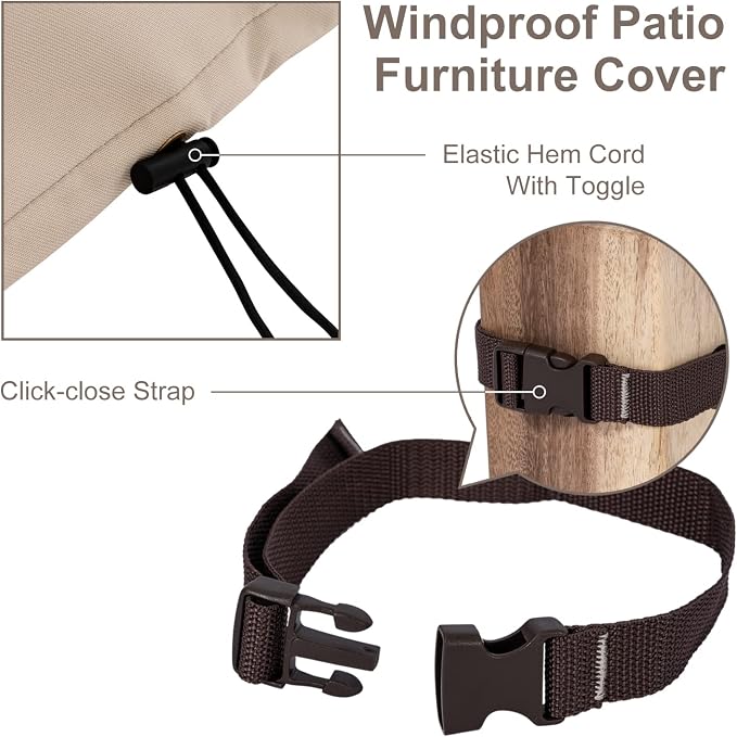 Patio Table and Chair Covers Square 76''L x 76''W x 32''H Waterproof Outside - Image 4