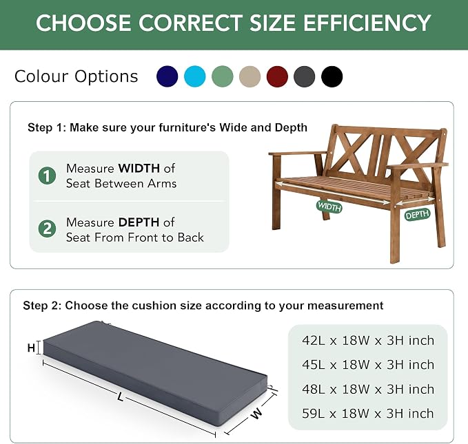 Outdoor Bench Cushion: Waterproof and Fade Resistant Patio Furniture Cushions - Image 6