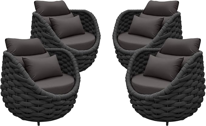 TWT 6 Pieces Patio Sofas All-Weather Teslin Rope Balcony Furniture - Image 5