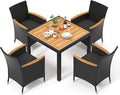Tangkula 5 Pieces Rattan Outdoor Dining Set by TANGKULA