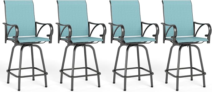 MFSTUDIO Outdoor Bar Stools Set of 4, Swivel Bar Height Patio Chairs Outdoor by MFSTUDIO
