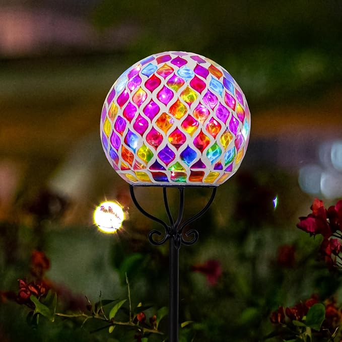 VCUTEKA Solar Outdoor Lights Garden Decor Mosaic Solar Garden Lights Waterproof - Image 6