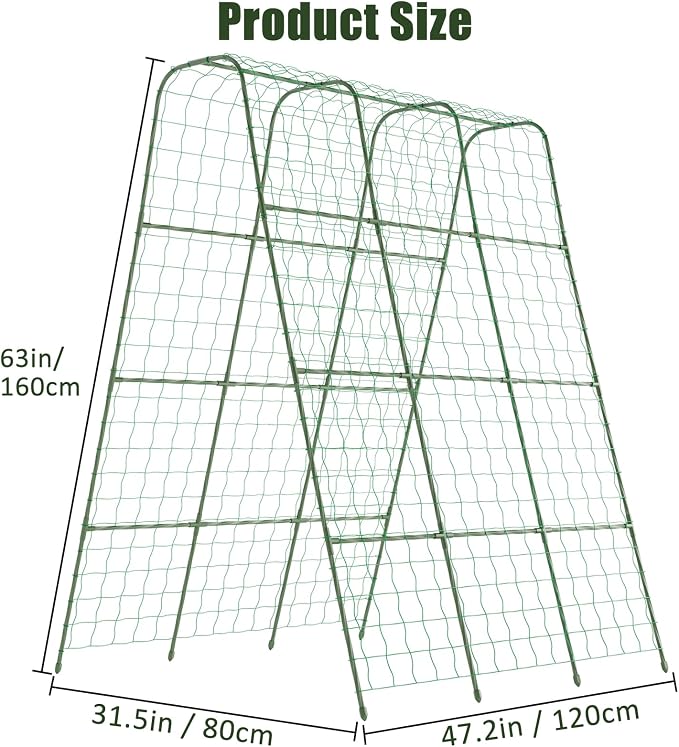 Miory Cucumber Trellis for Raised Beds, 48 x 63 Inch Metal U-Frame Garden - Image 3