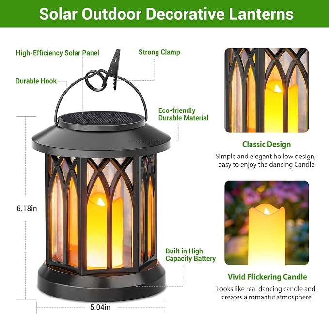 KOOPER 4 Pack Solar Lantern Outdoor Lights, Hanging Solar Lanterns Outdoor - Image 3