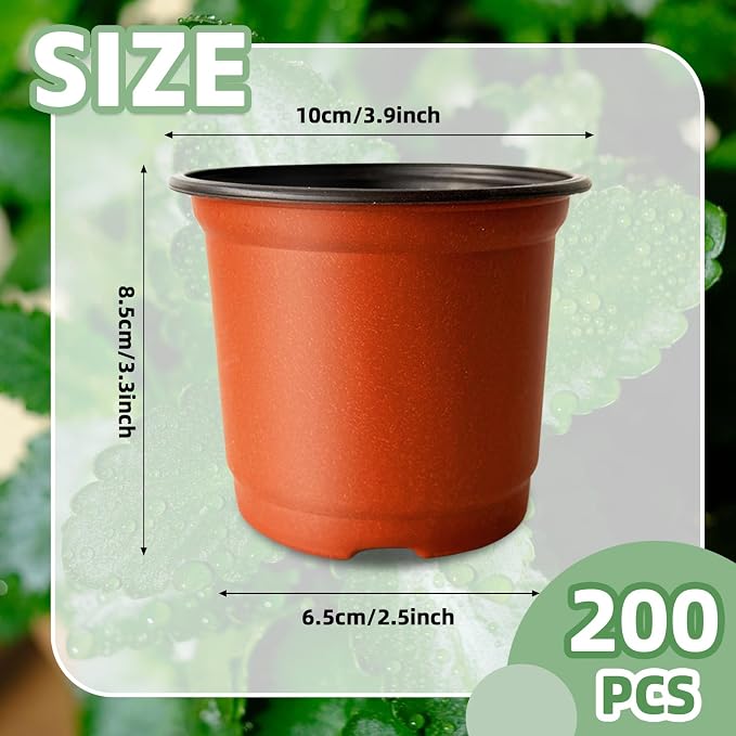 200 PCS Plastic Nursery Pots, 4 Inch Seedling Starting Pot - Image 2