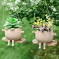 Domensi 2 Pcs Swing Hanging Planter Cute Smile Flower Face Pot Indoor Outdoor by Domensi