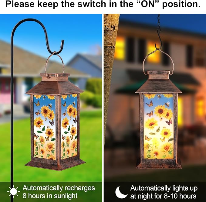 Solar Lantern Outdoor Waterproof Sunflower Butterfly Garden Decor Birthday Gifts - Image 4
