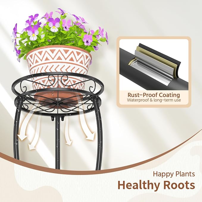 LASZOLA Black 3 Tier Tall Plant Stand - Image 5
