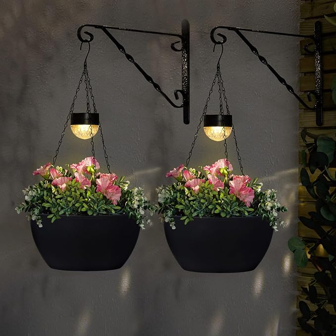 BAYN 2 Packs Solar Hanging Basket Planters - Image 6