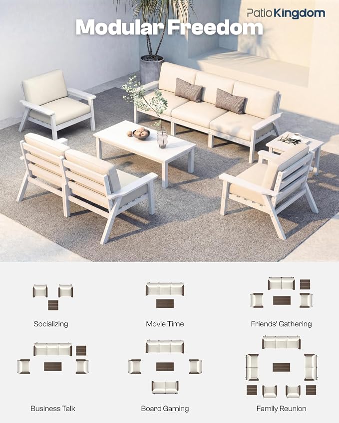 Patio Furniture Set 8 Seats, HDPE Outdoor Sectional - Image 4