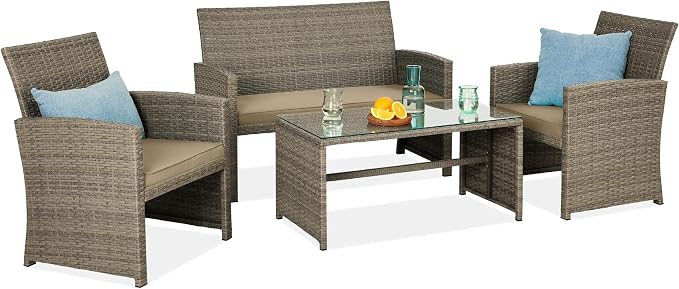 Best Choice Products 4-Piece Outdoor Wicker Patio Conversation Furniture Set by BestChoiceProducts