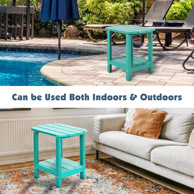 Adirondack Outdoor Side Table, 16.5” HDPE Small Patio Table - Image 7
