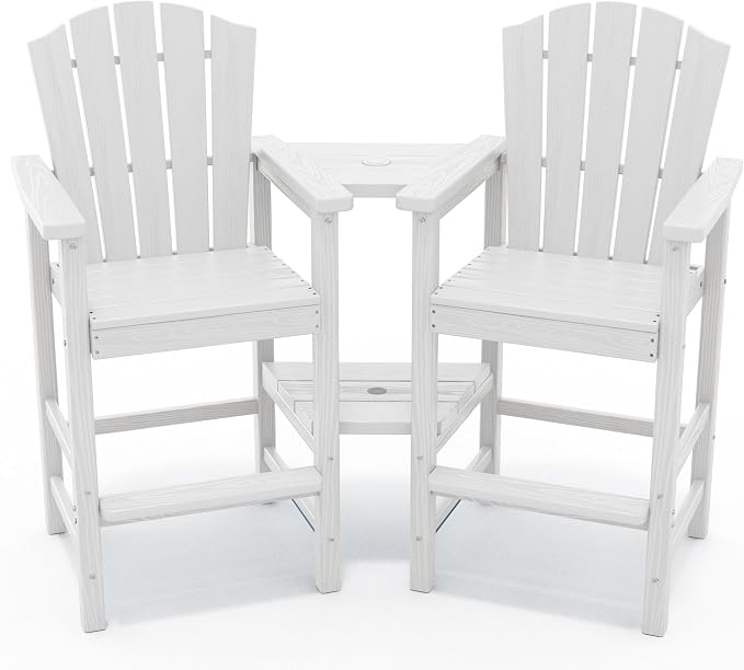 KINGYES Embossed Balcony Chair, Tall Adirondack Chair Set of 2, All Weather - Image 11