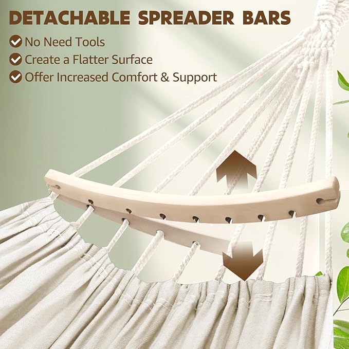 Chihee Cotton Hammock Large Soft Breathable Camping Hammock Holds Up to 660lbs - Image 3