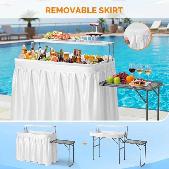 VINGLI Ice Table with Extra Storage Shelf, Side Table, Portasble Cooler Side - Image 4