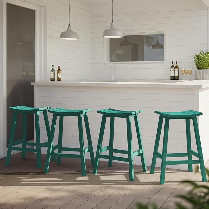 Ciokea 2 Set 29" Outdoor Bar Stools Heavy Duty HDPE Outdoor Stools Weatherproof - Image 7