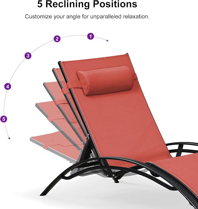 PURPLE LEAF Patio Oversized Chaise Lounge Chair Set - Image 9
