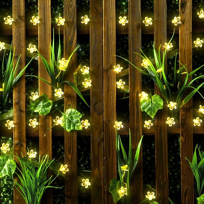 ITICdecor Solar Flower String Lights Outdoor Waterproof 50 LED Fairy Light - Image 3