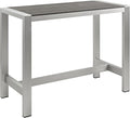 Modway Shore Aluminum Outdoor Patio 60" Rectangle Bar Table in Silver Gray by Modway