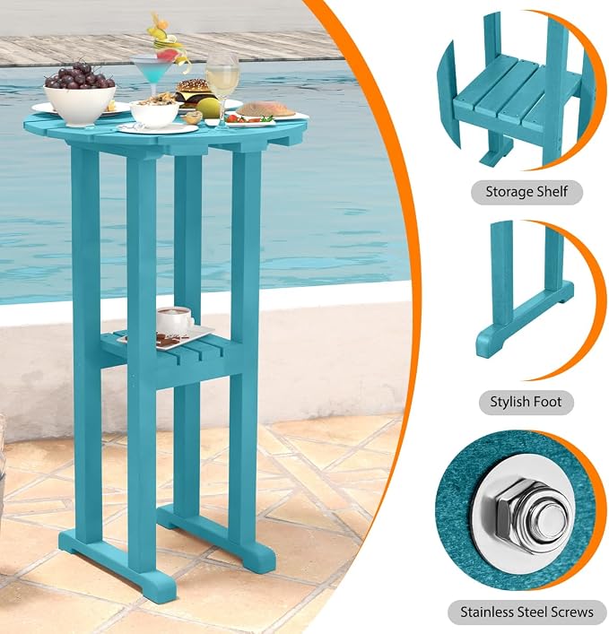 Sundale Outdoor 39 Inches Height Adirondack Bar Table, Patio HDPE Pub Height - Image 4