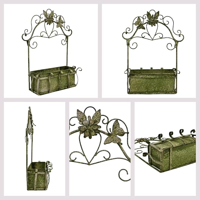 Rustic Metal Wall Planter Vintage Wall Mounted Flower Pot Farmhouse Distressed - Image 3