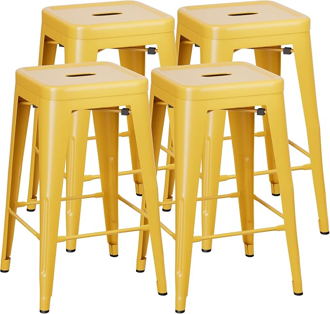 Shahoo 24 Inches Metal Bar Stools Counter Height Stackable Backless Stools by BuynowfromShahoo
