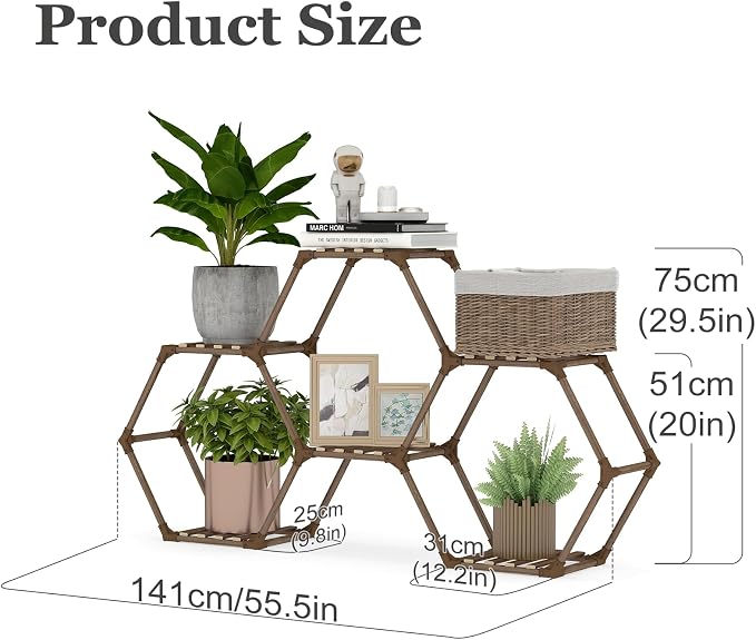 Tikea Plant Stand Indoor Hexagonal Plant Stand - Image 6