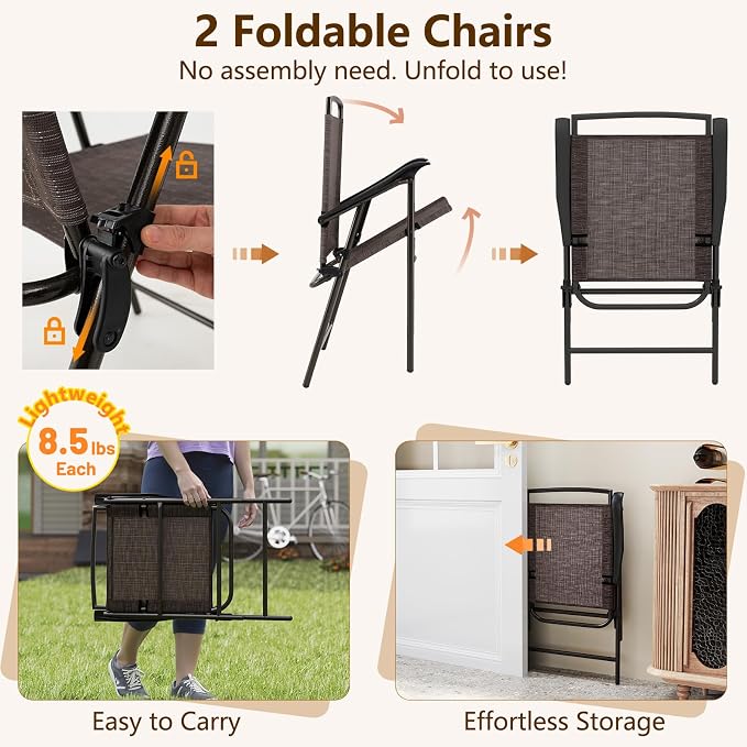 Goplus Patio Bistro Set, 3-Piece Patio Dining Furniture Set - Image 6