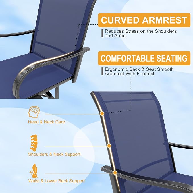 GarveeLife 4 Piece Outdoor Swivel Bar Chairs, Patio High Swivel Bar Stools - Image 5