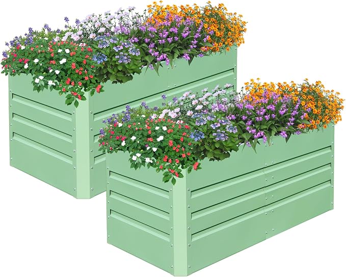 SnugNiture 2 Pcs 4x2x2FT Raised Garden Bed Galvanized Planter Garden Boxes by snugniture