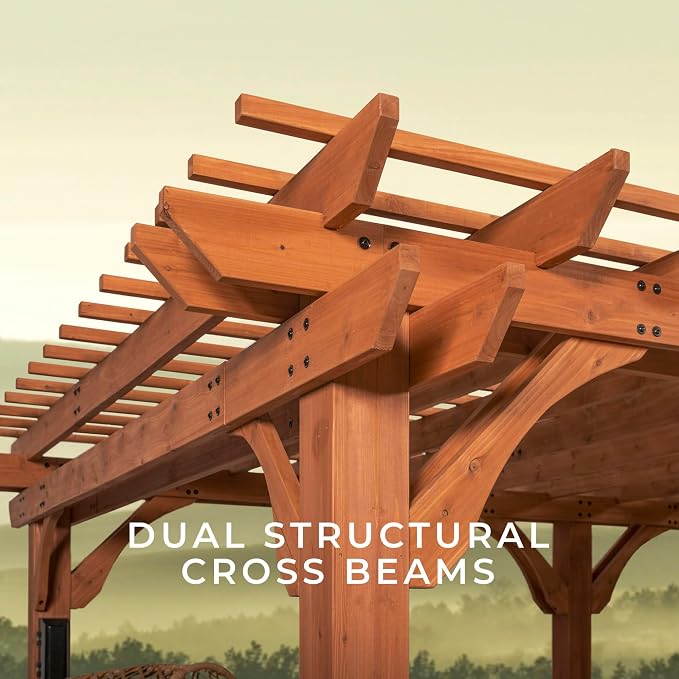 Backyard Discovery Beaumont 24' x 12' Traditional Cedar Wood Pergola Kit - Image 7