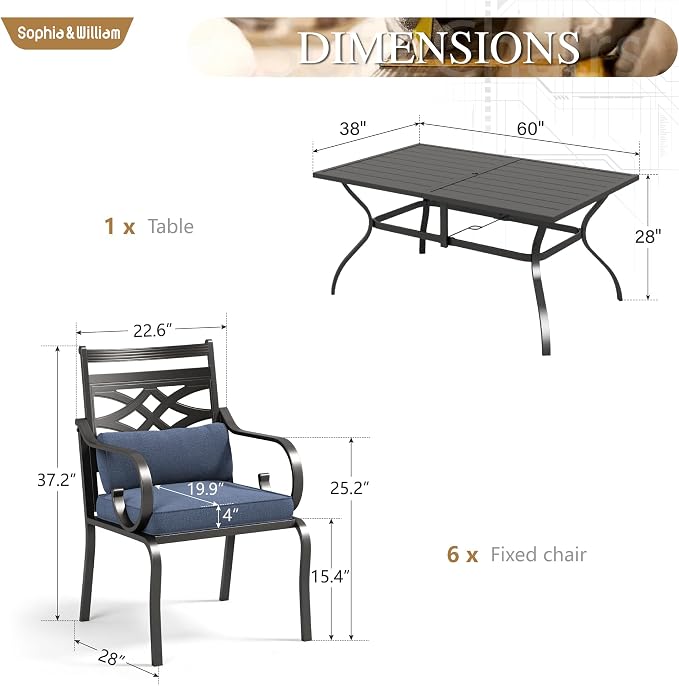 Sophia and William Patio Dining Set - Image 6